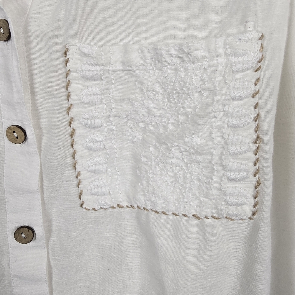 Charlie B Cottagecore Coastal Sleeveless Button Down Embroiderd Beads Blouse M - Picture 4 of 12